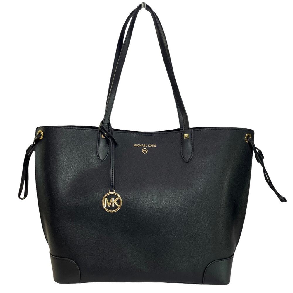 Michael Kors Jet Set Travel Black Saffiano Leather Tote Bag With Pouch